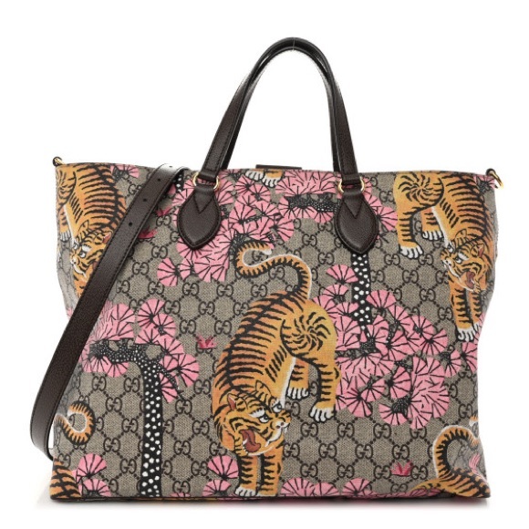 GUCCI 
Soft GG Supreme Monogram Bengal Medium Crossbody Tote Beige Pink - Picture 3 of 12